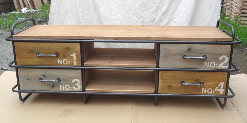 Industrial Retro Loft Woodn and Metal TV Cabinet